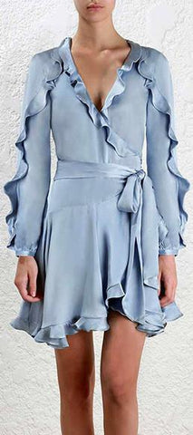 'Winsome' Flutter Dress, Light Blue - DESIGNER INSPIRED FASHIONS
