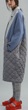 Color-Contrast Wool Quilted Down Coat