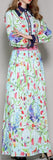 Floral Printed Shirt & Pleated Maxi Skirt Set