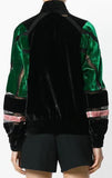 Lace Paneled Velvet Bomber Jacket