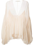 Draped Silk Top-Apricot - DESIGNER INSPIRED FASHIONS