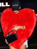 Faux-Fur Heart Cape Coat in Red - DESIGNER INSPIRED FASHIONS