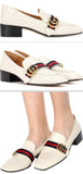 GG Leather Loafers, White - DESIGNER INSPIRED FASHIONS