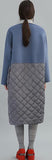 Color-Contrast Wool Quilted Down Coat