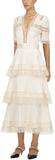 Cream Tiered Midi Dress