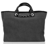 Large Canvas With Sequins Deauville Tote, Charcoal **Limited Stock** - DESIGNER INSPIRED FASHIONS