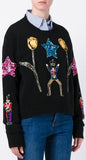 'Wonderland' Appliqué Jumper/Sweater-Black - DESIGNER INSPIRED FASHIONS