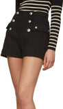 Button-Embellished Shorts, Black