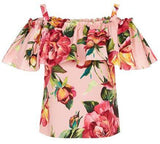 Floral Printed Flounce Top & Matching Skirt Set