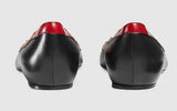 Leather Kingsnake Ballet Flat, Black