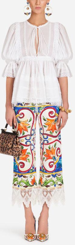 Muslin Blouse and Lace-Trim Majolica Pants