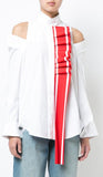 Racing Stripe Ruffle Detail Blouse