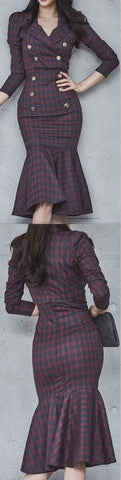 Tartan Cropped Jacket & Dress Set