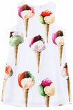Ice Cream/Gelato Print Dress, White - DESIGNER INSPIRED FASHIONS