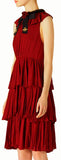 Sleeveless Ruffled Dress, Red - DESIGNER INSPIRED FASHIONS