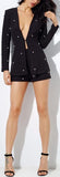 Pearl-Embellished Blazer and Short Set