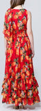 Orange Print Tiered Chiffon Dress - DESIGNER INSPIRED FASHIONS