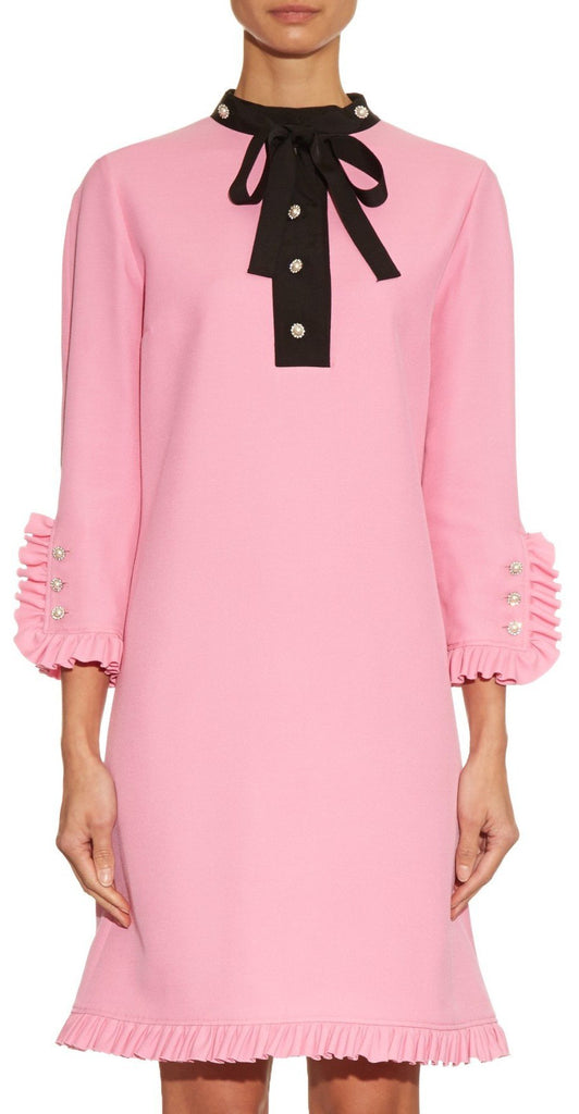 Pink Ruffle Rhinestone Dress - DESIGNER INSPIRED FASHIONS