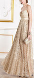 Gold Embroidered Sleeveless Formal Gown - DESIGNER INSPIRED FASHIONS