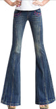 Embroidered Crinkled Faded Flare Jeans - DESIGNER INSPIRED FASHIONS