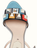 Sculptured Sandals in Multi Color with Studs and Crystals - DESIGNER INSPIRED FASHIONS