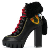 'Stivale' Ankle Boots, Black Fur
