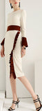 Ruffle-Contrast Sheath Dress