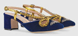 Velvet Pump with Bat and Crystals