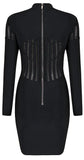 Black Mesh-Paneled Stretch-Knit Mini Dress - DESIGNER INSPIRED FASHIONS