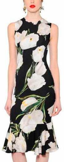 Sleeveless Tulip Print Dress - DESIGNER INSPIRED FASHIONS