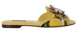 'Bianca' Lemon Printed Embellished Sandals | DESIGNER INSPIRED FASHIONS