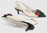 Leather Sling-Back Pump with Web Bow