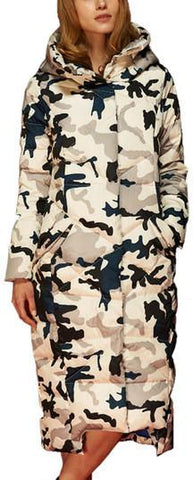 Long Camouflage Puffer Down Coat - DESIGNER INSPIRED FASHIONS