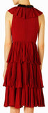 Sleeveless Ruffled Dress, Red - DESIGNER INSPIRED FASHIONS