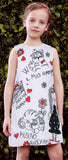Children's Drawing Printed Dress, White or Pink - DESIGNER INSPIRED FASHIONS
