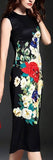 Black Floral Appliques Sleeveless Midi Dress - DESIGNER INSPIRED FASHIONS