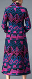 Geometric Print Wool Trench Coat - DESIGNER INSPIRED FASHIONS