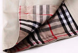 Check-Lined Trench Coat - Apricot or Red - DESIGNER INSPIRED FASHIONS