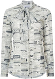 Newspaper Print Blouse