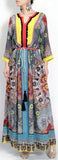 Color-Contrast Tassel-Belted Maxi Dress