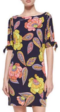 Floral Print Multicolored Silk Dress