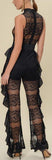 Lace Ruffle Jumpsuit, Black - DESIGNER INSPIRED FASHIONS