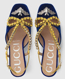 Velvet Pump with Bat and Crystals