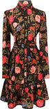 Floral-Print Shirt Dress - Black or White