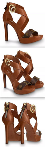 Horizon Platform Sandals, Brown/Monogram
