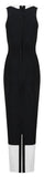 Lace-Up Bodycon Bicolor Dress, Black & White - DESIGNER INSPIRED FASHIONS