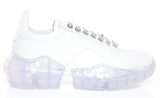 White Calf Leather with Patent Low Top Trainers