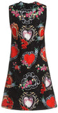 Heart Printed Jacquard Mini Dress