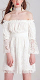 Off-the-Shoulder Floral-Lace White Dress - DESIGNER INSPIRED FASHIONS