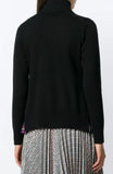 Pleated Turtleneck Sweater, Black